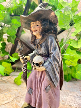Load image into Gallery viewer, Enchanting Resin Witch Figurine with Skull and Staff, Mystical Sorceress Statue, Halloween Decor, Magical Fantasy Ornament-OsirisTradingUK