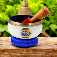Load image into Gallery viewer, Third Eye Chakra Healing Singing Bowl – Meditation Sound Bowl with Cushion & Stick