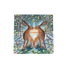 Load image into Gallery viewer, Loving The Yule Dawn Ceramic Art Tile by Wendy Andrew 20x20cm | Ready to Hang | Beautiful Winter Hare Artwork