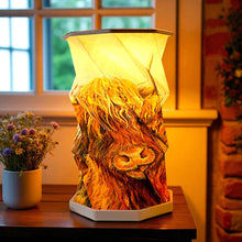 Load image into Gallery viewer, Highland Cow Foldable USB LED Lamp Rechargeable Origami Light Rustic Decor