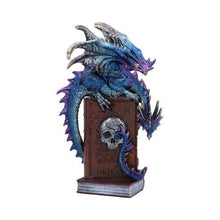 Laden Sie das Bild in den Galerie-Viewer, Mystical Dragon on Skull Book Figurine – Gothic Fantasy Ornament 22cm