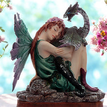 Load image into Gallery viewer, Enchanting Fairy with Dragon Figurine - Fantasy Ornament Home Decor Statue 12cm