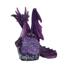 Laden Sie das Bild in den Galerie-Viewer, Mystical Purple Dragon Figurine with Glitter Geode Fantasy Ornament Collectors Gift