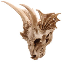 Laden Sie das Bild in den Galerie-Viewer, Large Dragon Skull Sculpture - Gothic Mythical Decor Resin Figurine