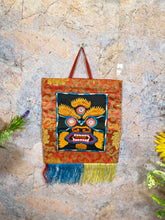 Load image into Gallery viewer, Tibetan Mahakala Embroidered Banner, Silk Brocade & Cotton Wall Hanging, Spiritual Protection Decor, Traditional Buddhist Art, 24x36cm-OsirisTradingUK