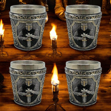 Laden Sie das Bild in den Galerie-Viewer, Gothic Shot Glasses Set of 4 - Medieval Tableware Decor Knights Templar Altar