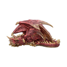 Laden Sie das Bild in den Galerie-Viewer, Mythical Red Gothic Dragon Resting Fantasy Creature Figurine Enchanted Decor