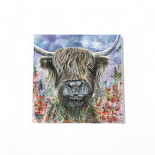 Load image into Gallery viewer, TEDDY HIGHLAND COW Ceramic Art Tile by Pankhurst Gallery 20X20 cm - Ready to Hang - Beautiful Gift