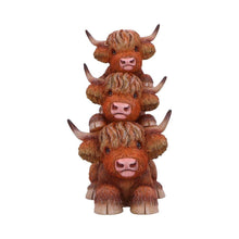 Load image into Gallery viewer, Highland Totem Figurine – 17.5cm Adorable Stacked Highland Cow Ornament