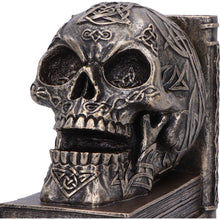 Load image into Gallery viewer, Celtic Skull Bookends Bronze Finish Decorative Shelf Decor Gothic Horror Ornaments