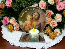 Load image into Gallery viewer, Sacred Saint Joseph and Child Jesus Glass Votive Candle Holder - Devotional Christian Altar Piece for Prayer and Reflection-OsirisTradingUK