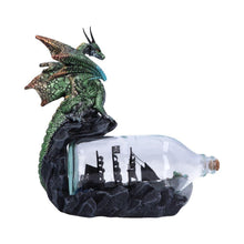 Load image into Gallery viewer, Majestic Green Dragon Figurine with Ship in a Bottle | Hand-Painted 22cm Resin Fantasy Decor | Mythical Collectible Ornament
