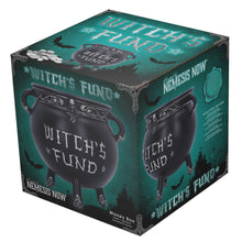 Load image into Gallery viewer, Witch's Fund Cauldron Money Box 16.5cm | Gothic Wiccan Resin Decor | Hand-Painted