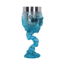 Laden Sie das Bild in den Galerie-Viewer, Clear Blue Skull Goblet Fantasy Cup Chalice Gothic & Occult Drinkware Ideal Gift