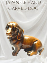 Load image into Gallery viewer, Miniature Japanese Netsuke Hand-Carved Wooden Dog – Signed by Artist – 6 x 4.5 cm