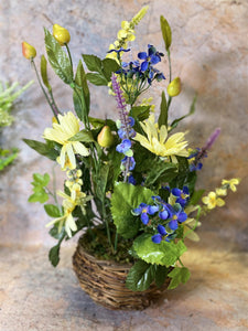 Exquisite Handcrafted Artificial Flowers in Wicker Basket - 40cm Tall Floral and Plants Display Home Decoration
