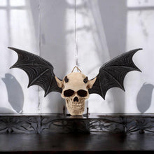 Laden Sie das Bild in den Galerie-Viewer, Wall-Mounted Gothic Skull Plaque - Bat Wings Occult Halloween Decor