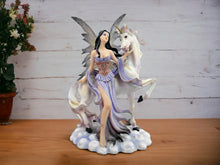 Laden Sie das Bild in den Galerie-Viewer, Enchanted Resin Fairy and Unicorn Statue - Mystical Figurine, Whimsical Home Decor, Magical Fantasy Art, Collectible Sculpture-OsirisTradingUK