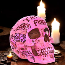 Laden Sie das Bild in den Galerie-Viewer, Pink Gothic Tattoo Skull Money Box | Resin Skull Coin Bank | Tattoo Fund Gift Box
