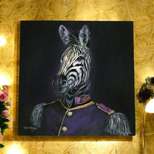 Load image into Gallery viewer, DAPPER ZEBEDEE Ceramic Art Tile by Bree Merryn - Animal Wall Decor - Zebra Portrait - Ready to Hang - 20 x 20 cm