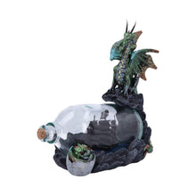 Load image into Gallery viewer, Majestic Green Dragon Figurine with Ship in a Bottle | Hand-Painted 22cm Resin Fantasy Decor | Mythical Collectible Ornament