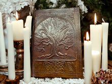 Load image into Gallery viewer, Handcrafted Leatherette Celtic Tree of Life Book of Shadows – Wicca Spell Book, Blank Journal, Mystical Diary, 18x12.5cm Engraved Notebook-OsirisTradingUK