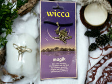 Load image into Gallery viewer, Wicca Flying Witch Talisman Pendant Necklace - Magik Spiritual Path Pewter Charm-OsirisTradingUK