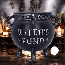 Load image into Gallery viewer, Witch's Fund Cauldron Money Box 16.5cm | Gothic Wiccan Resin Decor | Hand-Painted