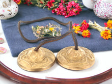 Load image into Gallery viewer, Dragon Engraved Tingsha Cymbals, 6cm Bronze Meditation Bells, Tibetan Tingsha with Leather Strap, Authentic Ritual Music Instruments-OsirisTradingUK