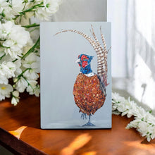 Load image into Gallery viewer, OH PLUCK IT Ceramic Art Tile by Sam Fenner 30x20 cm – Ready to Hang, Quirky Pheasant Design, Unique Home Decor Gift
