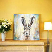 Load image into Gallery viewer, LONE DANCING HARE Ceramic Art Tile by Pankhurst Gallery 20x20 cm Ready to Hang Home Decor
