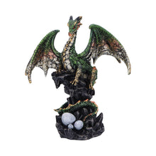 Load image into Gallery viewer, Fantasy Dragon Sculpture Guardian of Eggs Figurine Gothic Metallic Accents decor