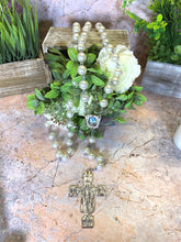 Load image into Gallery viewer, Pearl-Like Beads Prayer Rosary Fatima Medal Jesus Christ Cross Spiritual Devotion, Religious Jewelry-OsirisTradingUK