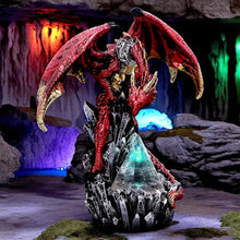 Laden Sie das Bild in den Galerie-Viewer, Mythical Red Dragon Figurine with Led Light Prism Crystal Gothic Guardian Statue