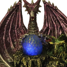 Load image into Gallery viewer, The Arrival Dragon Figurine 17.5cm Mystical Purple and Green Dragon with Blue Egg Hand-Painted