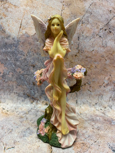 Enchanted Garden Fairy Figurine, Resin Hand-Painted Pink Floral Fantasy Decor, 16cm Mystical Fairy Statue for Home or Gift