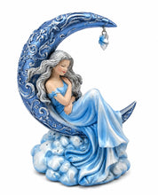 Charger l'image dans la galerie, Moon Fairy Figurine Resting on Crescent Moon Celestial Fantasy Ornament 17.8cm