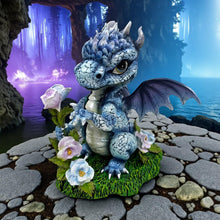 Load image into Gallery viewer, Fantasy Dragon Ornament Blue Resin Baby Dragon Figurine Gothic Collectible 13.5 cm