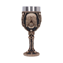 Laden Sie das Bild in den Galerie-Viewer, 3 Wise Skeleton Goblet Gothic Skull See No Evil Chalice Halloween Decor Drinkware