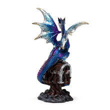 Load image into Gallery viewer, Blue Dragon Guardian Figurine - Gothic Fantasy Resin Sculpture Decor 19cm