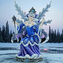 Load image into Gallery viewer, Gothic Snow Queen Resin Figurine Blue Ice Fairy Statue Mystical Winter Sculpture 27.5cm