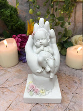 Load image into Gallery viewer, Beautiful Baby Girl Angel Cherub Resting in Hand Pink Roses Ornament Mothers Nana Grandma Gift Present-OsirisTradingUK