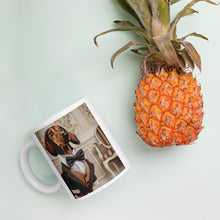 Load image into Gallery viewer, Elegant Dachshund in Tuxedo Mug | Adorable 11oz Coffee Cup | Perfect Gift for Dog Lovers | Classy Daschund Mug