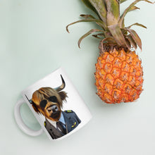 Load image into Gallery viewer, Highland Cow Plane Pilot Mug – 11oz Funny Aviation Gift, Quirky Animal-Themed Coffee Cup