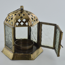 Load image into Gallery viewer, Pair of Moroccan Style Lanterns Brass Antique Tea Light Candle Holders-OsirisTradingUK