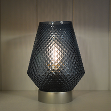 Load image into Gallery viewer, Blue LED Moroccan Style Glass Battery Powered Lantern Home Decor Lighting-OsirisTradingUK