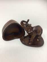 Load image into Gallery viewer, Elephant Heart Shaped Trinket Box Sculpture Ornament Secret Stash Elephants