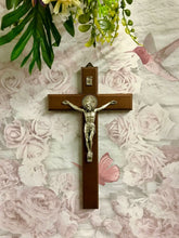 Load image into Gallery viewer, Wooden Crucifix Hanging Cross Brass Corpus Christi Jesus Christ Religious 28cm-OsirisTradingUK