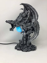 Load image into Gallery viewer, Silver Dragon Light Lamp Ornament Fantasy Dragons Art Sculpture Statue Ornament-OsirisTradingUK