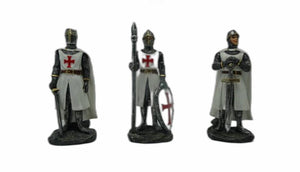 Set of 3 Small Knight Templars Figurines Crusaders Sculptures Ornaments